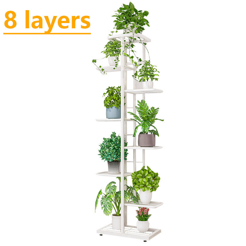 7/8 Black/White Layers Retro Iron Plant Stand Pot Plant Display Shelves Garden Home Decoration - MRSLM