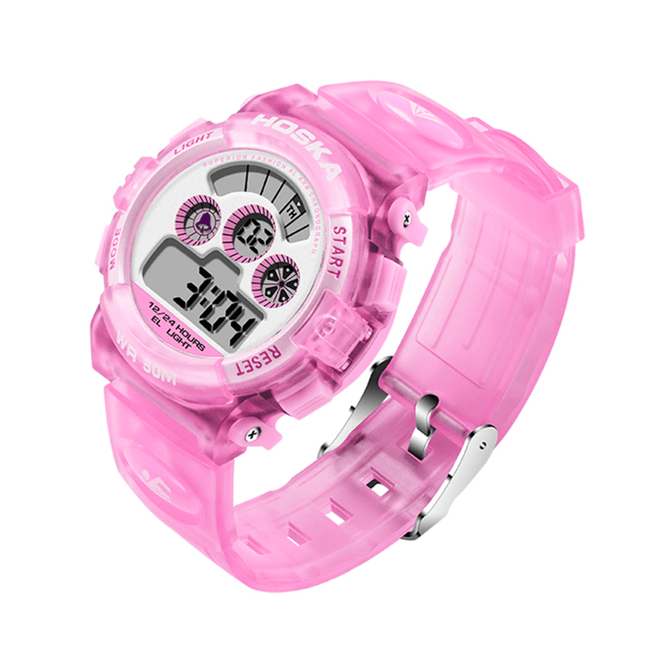 HOSKAS H001S Fresh Pink Blue Color Waterproof Fashion Style Kids Watch Couple Digital Watch - MRSLM