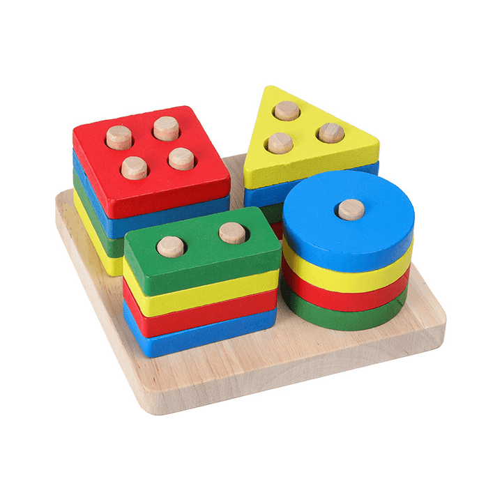 Wooden Toys Rattles Educational Toy Rainbow Blocks Montessori Baby Colorful Kids Music - MRSLM