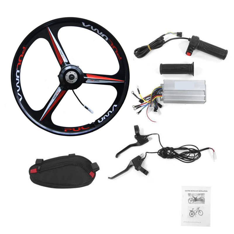 500W 48V 26" Rear Wheel Motor Hub Kit Electric Bike Conversion Kit with Controller E-Brake Levers Twist Throttle Grips LCD Display - MRSLM