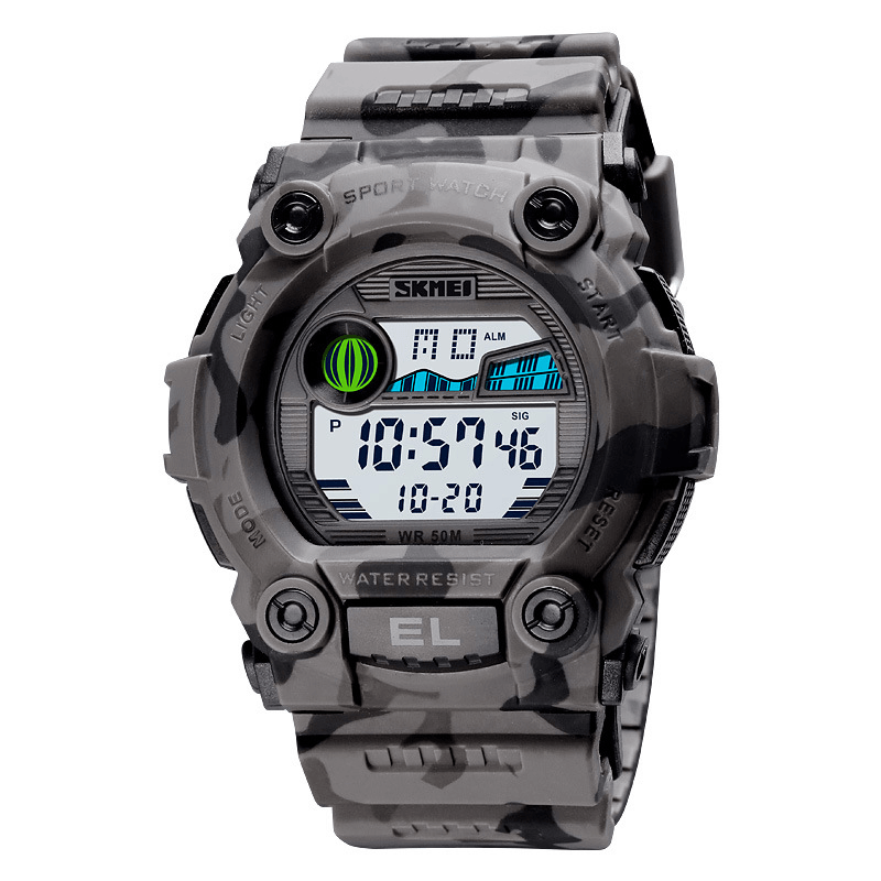 SKMEI 1633 Sport Men Watch Luminous Date Week Display Stopwatch 5ATM Waterproof Outdoor Digital Watch - MRSLM