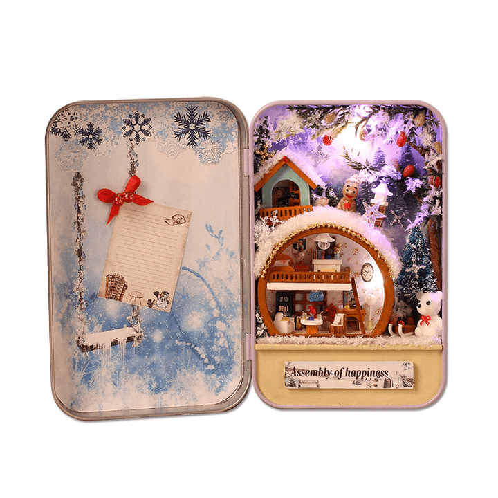 Iiecreate DIY Tin Box Secret Dollhouse with Light T-002 T-003 T-004 T-005 Gift Home Office Decor - MRSLM