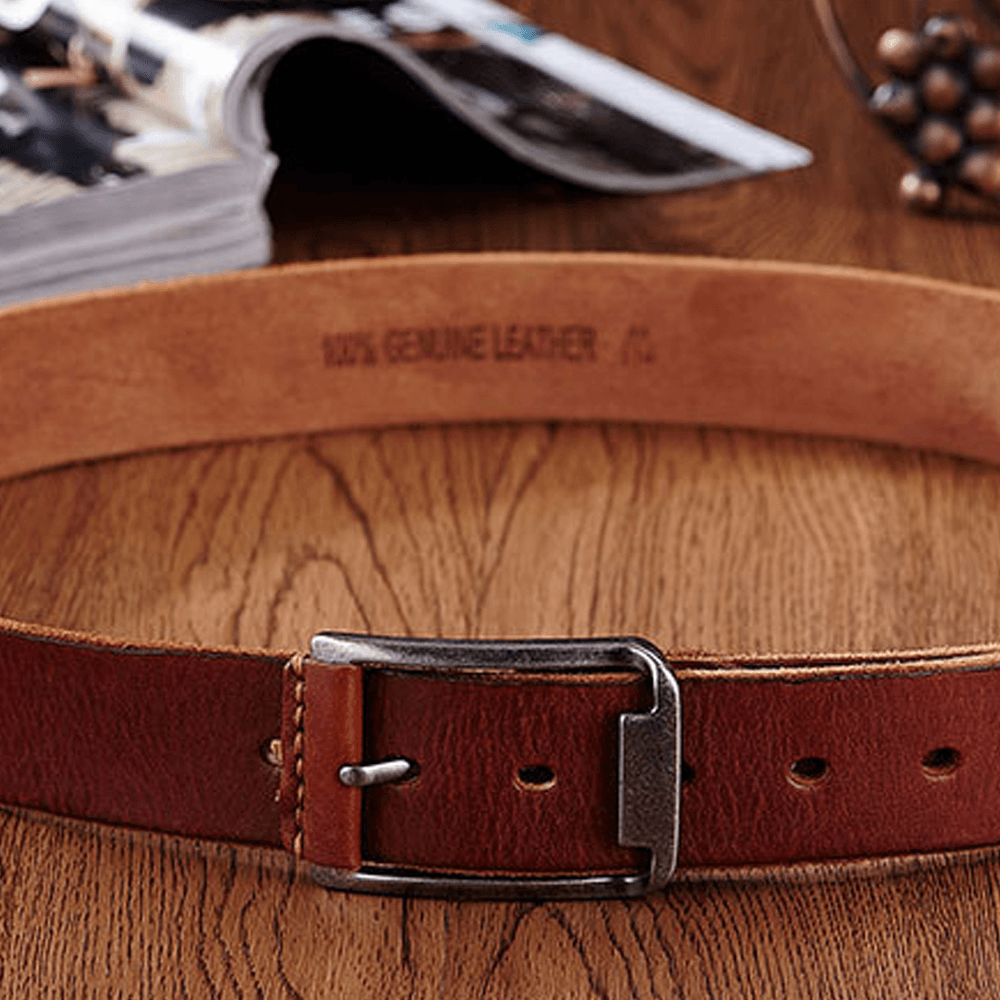 Genuine Leather Men'S Belt Casual Waistband Waist Strap Smooth Pin - MRSLM