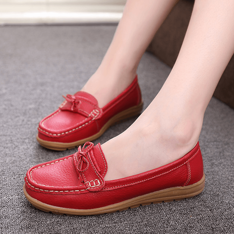 Women Flat Slip on Casual Soft Outdoor round Toe Flat Loafers Shoes - MRSLM