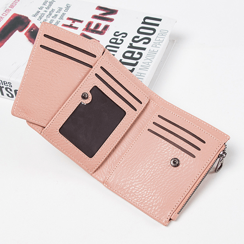 Women PU Leather Woven Pattern Short Wallet Credit Card Holder Coins Bag - MRSLM