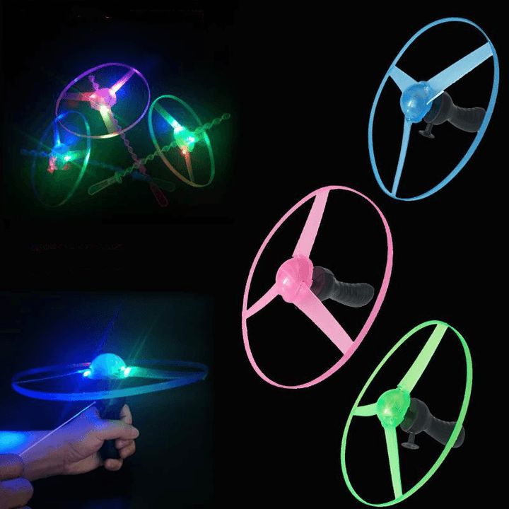 Children'S Luminous Pull String Flying Saucer Toy Flying to Fairy Luminous UFO Large Flying Disk Aircraft - MRSLM