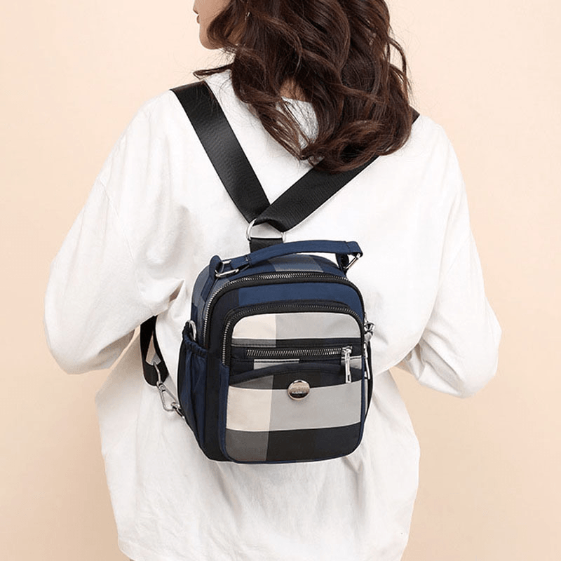 Fashion Canvas Multifunctional Light Weight Backpack Shoulder Bag Crossbody Bag for Women - MRSLM