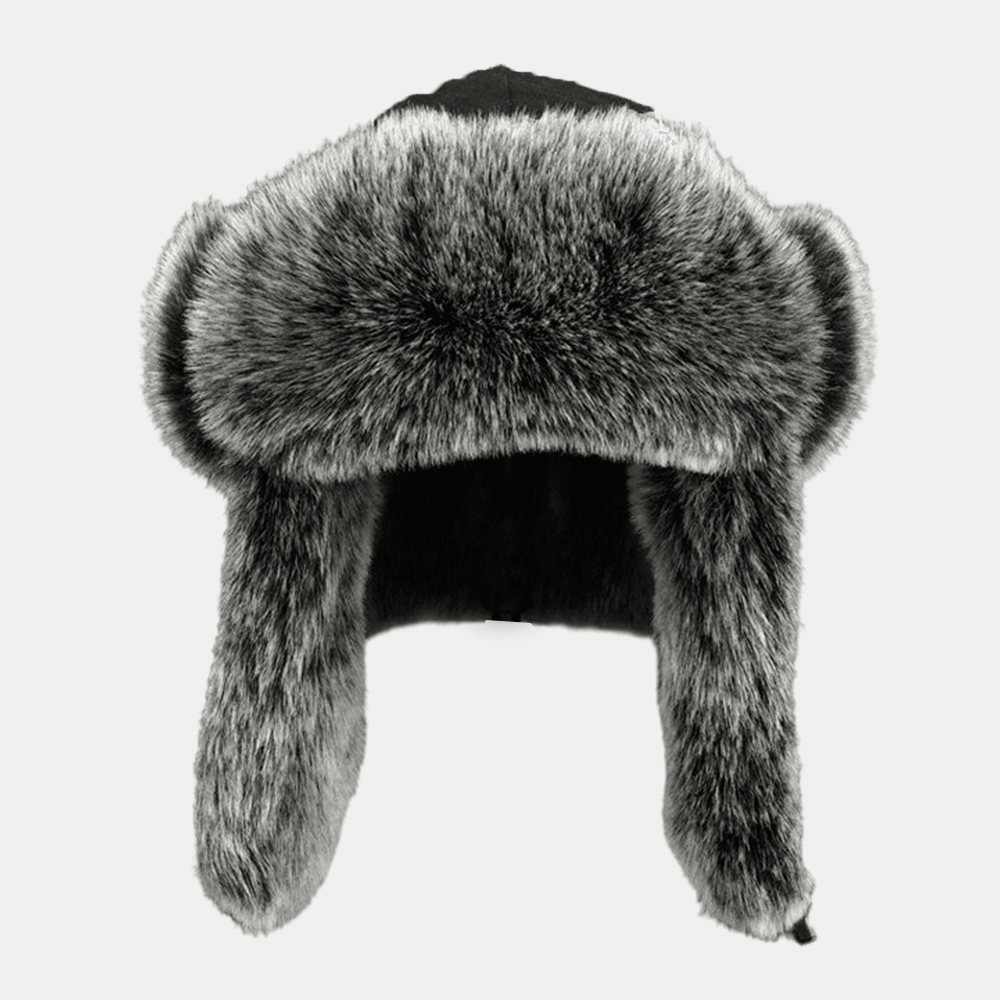 Men Furs Solid Color plus Velvet Thicken Cold Protection Windproof Ear Protection Multiple Wearing Methods Trapper Hat - MRSLM