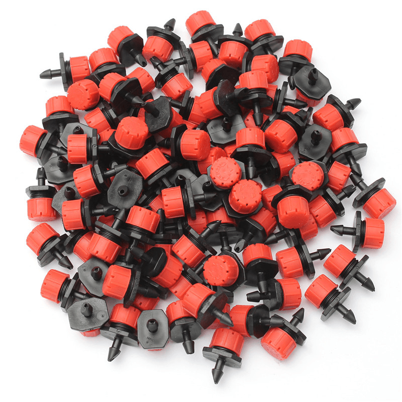 100Pcs Adjustable Micro Drip Irrigation Watering Anti-Clogging Emitter Dripper Watering System Automatic Hose Kits Connector - MRSLM