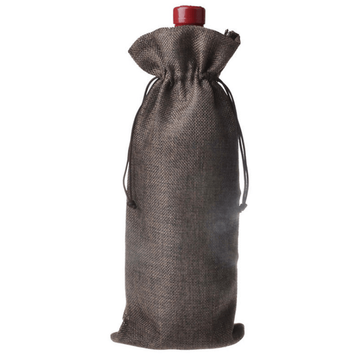 5PCS Natural Jute Burlap Vintage Wedding Favours Hessian Wine Bottle Bags Gift - MRSLM