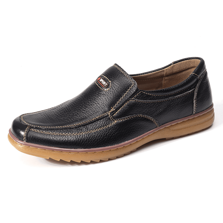 Menico Men Genuine Cow Leather Slip on Soft Sole Comfy Non Slip Casual Oxfords - MRSLM