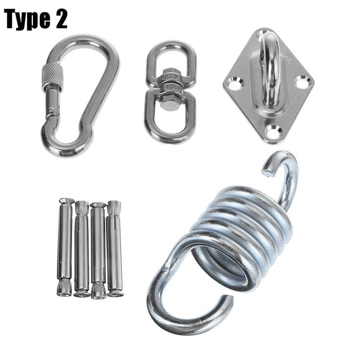 360° Rotation Stainless Steel Hammock Swing Hook Fixed Plate Hanging Chair Sandbag Buckles Tools Kit - MRSLM