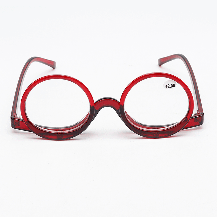 Unisex Flip-Up round Frame Reading Glasses Makeup Glasses - MRSLM