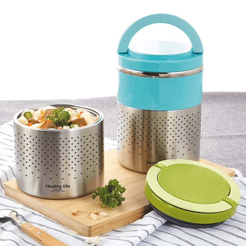 Ipree® 1.5L Stainless Steel Lunch Box Vacuum Isolation Two Layers Kitchen Units Sets - MRSLM