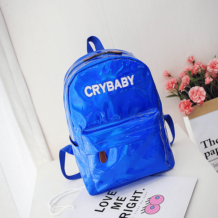 Women Reflective Laser Letter Personality Handbag Backpack - MRSLM