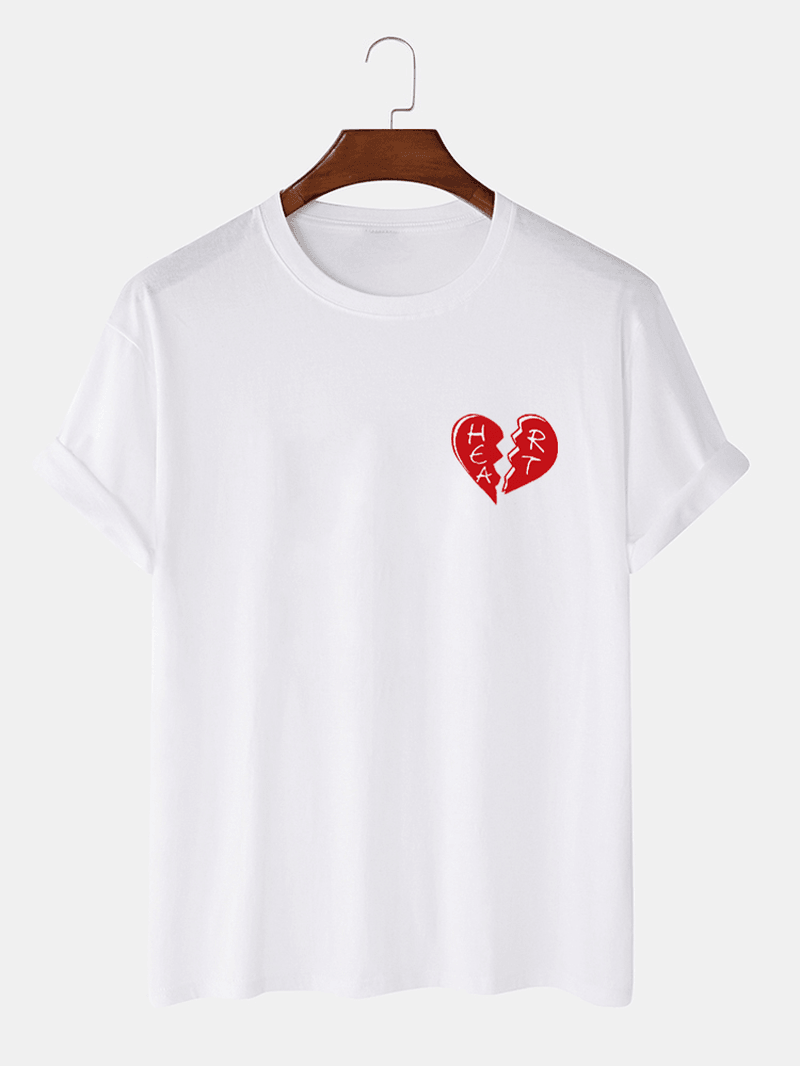 Mens 100% Cotton Heart Broken Casual T-Shirts - MRSLM