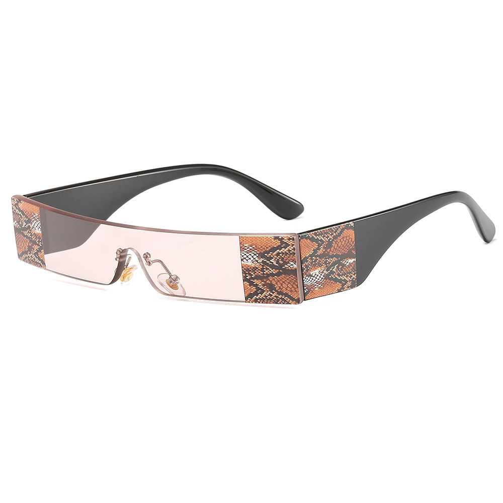 Sunglasses Personality Snake Pattern Small Frame Men'S and Women'S Sunglasses Rimless One-Piece Glasses - MRSLM