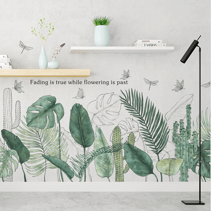 DIY Tropical Leaves Plant Flower Wall Sticker Art Home Decor Office Decal Mural - MRSLM