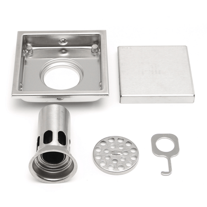 Bathroom Shower Floor Drain 304 Stainless Steel Square Shower Drain Strainer 110Mmx110Mm - MRSLM