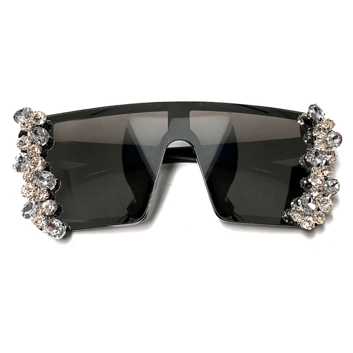 Large Square Frame Diamond Chain Diamond Sunglasses - MRSLM