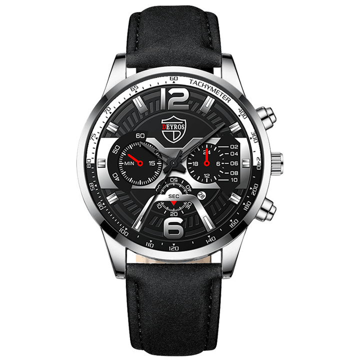 DEYROS DS1510 Business Casual with Calendar Dial PU Leather Strap Men Quartz Watch Wristwatch - MRSLM