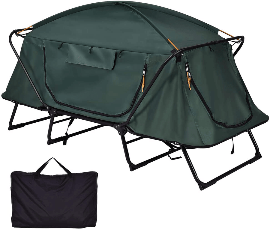2 Person Camping Tent off the Ground Folding Waterproof Double Layer Cold Protection Anti-Wind Sunshade Dome Canopy Hiking Travel with Carry Bag - MRSLM