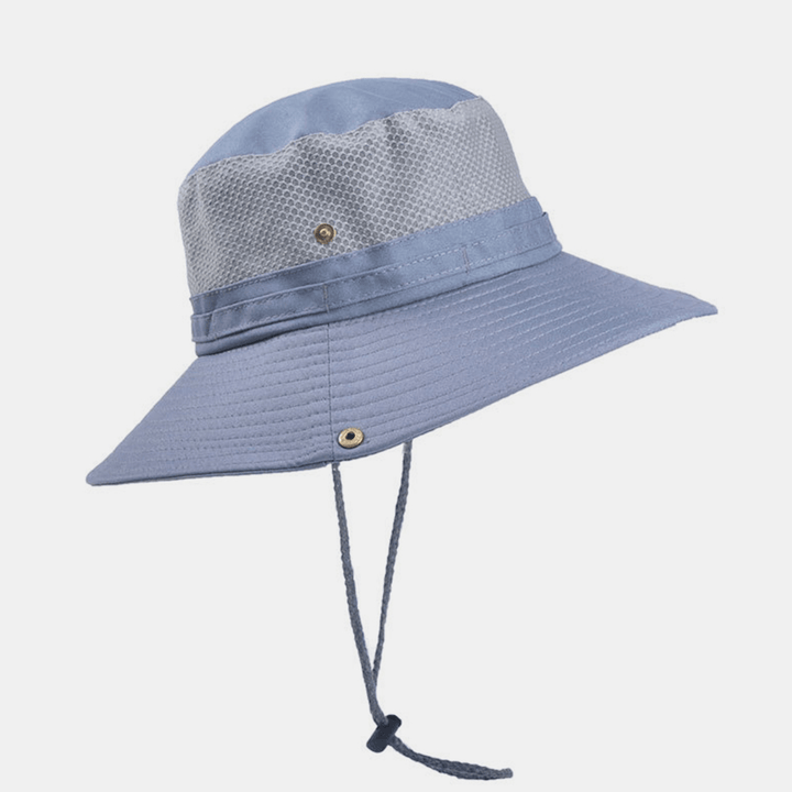 Mens Foldable Breathable Bucket Hat with String Outdoor Fishing Hat Climbing Sunshade Caps - MRSLM