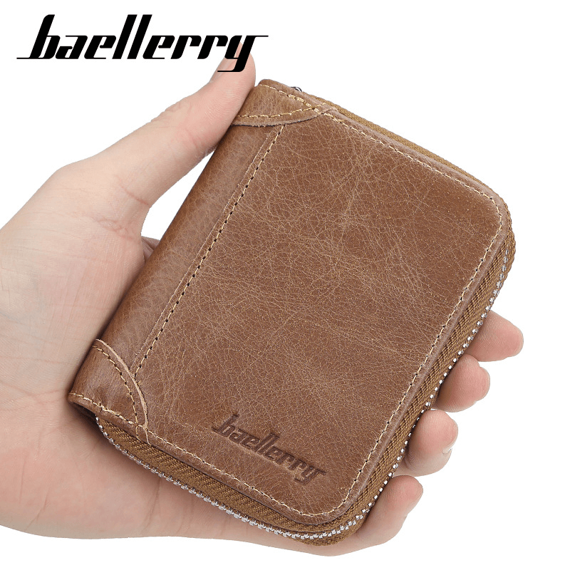 Baellerry Men Faux Leather Multi-Card Zipper Wallet Driver'S License Card Bag - MRSLM