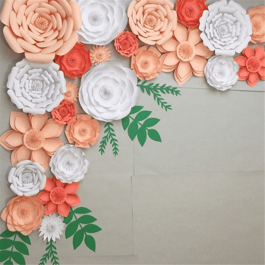 30Cm DIY Paper Flowers Leaves Backdrop Decorations Kid Birthday Party Wedding Favor - MRSLM