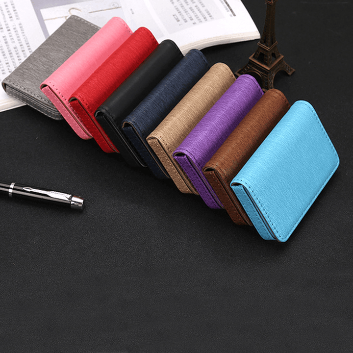 Ipree® PU Leather Card Holder Credit Card Case Portable ID Card Storage Box Men Women - MRSLM