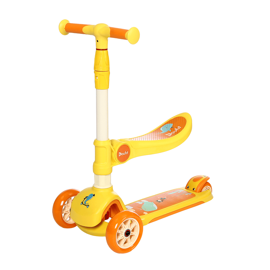 DOUFIT SC-01 Kick Scooter for Kids with Seat Scooter Light up 3 Wheels with Adjustable Handlebar for Boys & Girls Ages 2-6 - MRSLM