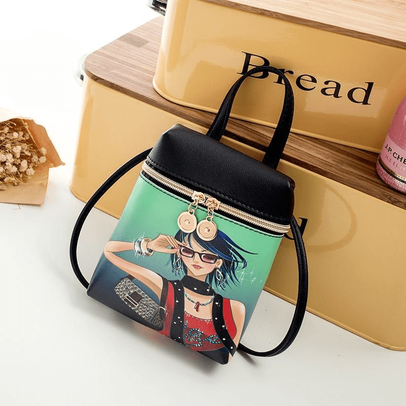 Women Cartoon Printing Fashion Backpack Crossbody Bag - MRSLM