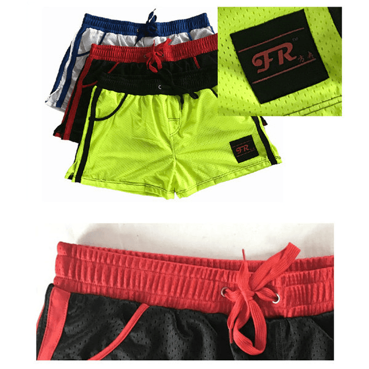 Mens Mesh Underwear Shorts Leisure Fashion Running Fitness Elastic Waist Drawstring Sports Shorts - MRSLM