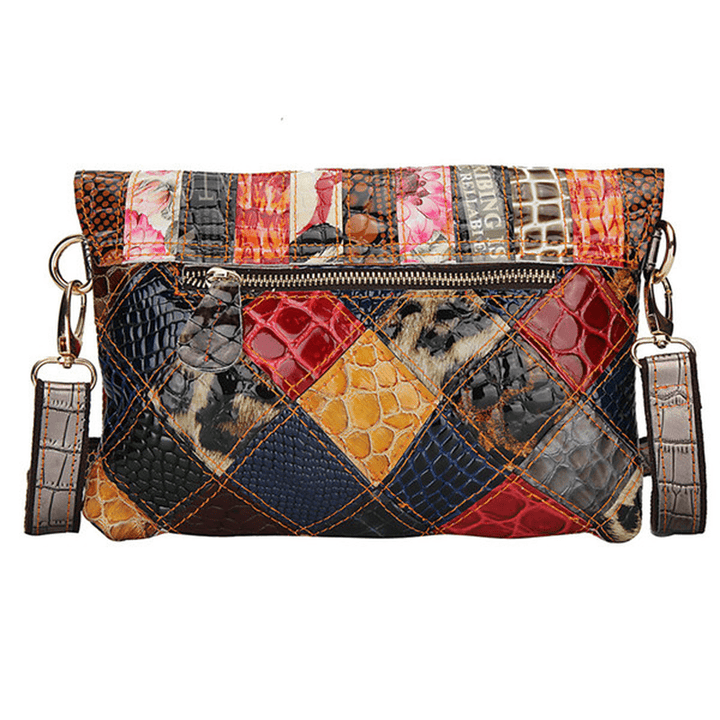 Women Contrast Color Shoulder Bags Ladies Vintage Crossbody Bags Elegant Messenger Bags - MRSLM