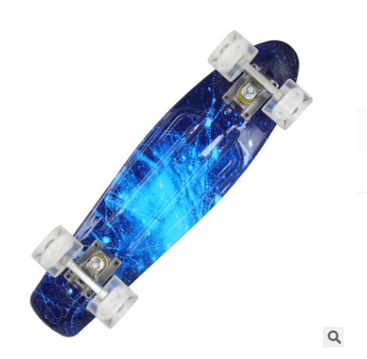 22" Junior Youth Skateboard Mini Standard Skate Board with High Rebound LED Flashing PU Wheels Long Board Gift for Beginners Gift for Children Adults - MRSLM