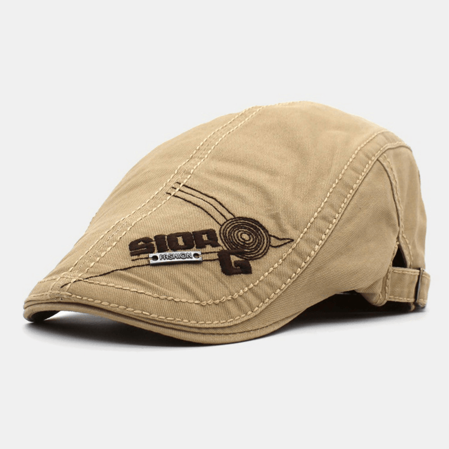 Unisex Short Brim Letter Embroidery Beret Cap Retro Outdoor Casual Suncreen Adjustale Cabbie Hat Forward Hat Flat Hat Newsboy Hat - MRSLM