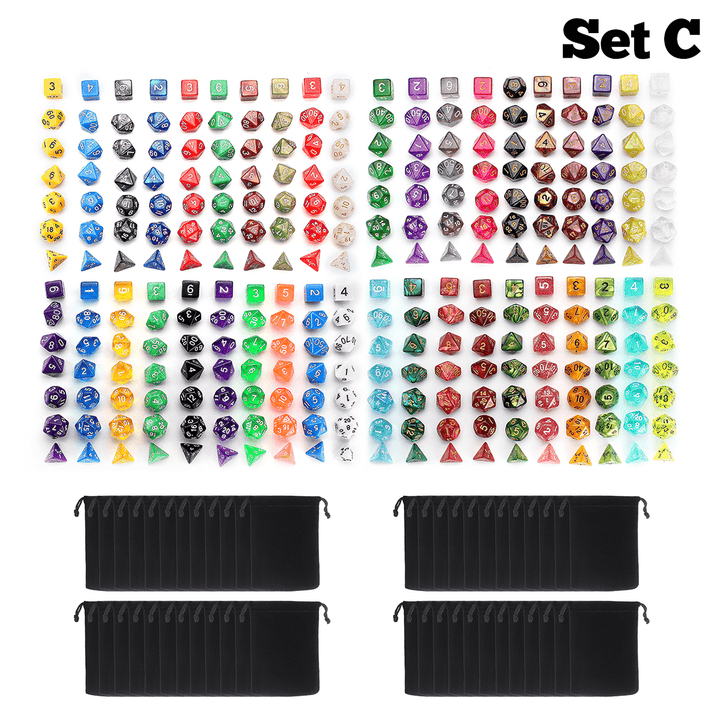 140Pcs/280Pcs Polyhedral Dices for Dungeons & Dragons Desktop Games with Storage Bags - MRSLM