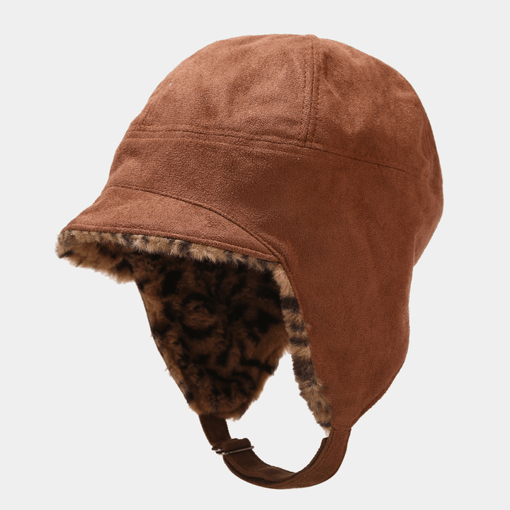 Suede Leopard Print Lei Feng Hat Warm Cycling Anti-Cold Ear Protection - MRSLM