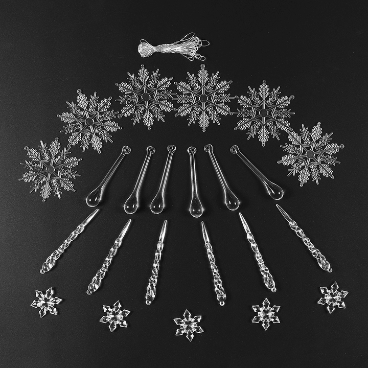 24Pcs Christmas Large Snowflake Ornament Charm Pendant Xmas Party Decoration - MRSLM