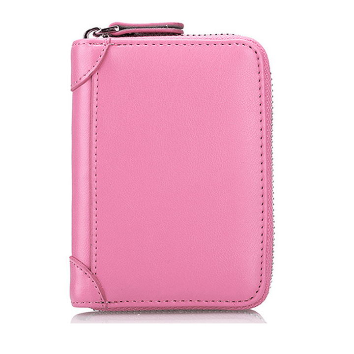 Large Capacity RFID Genuine Leather Men Women Casual Zipper Creddit Card Holder - MRSLM