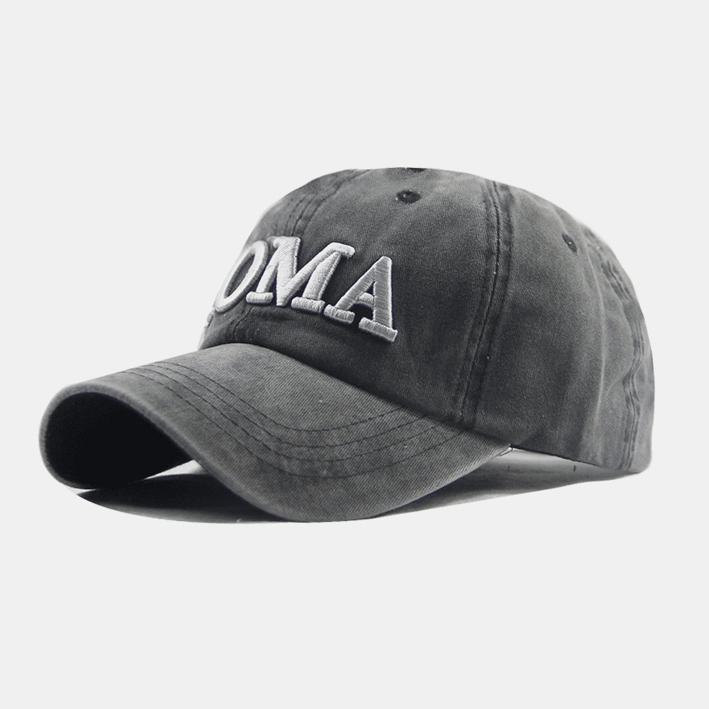 Unisex Washed Letter Thicken Embroidery Baseball Cap Outdoor Sport Sunshade Hat - MRSLM