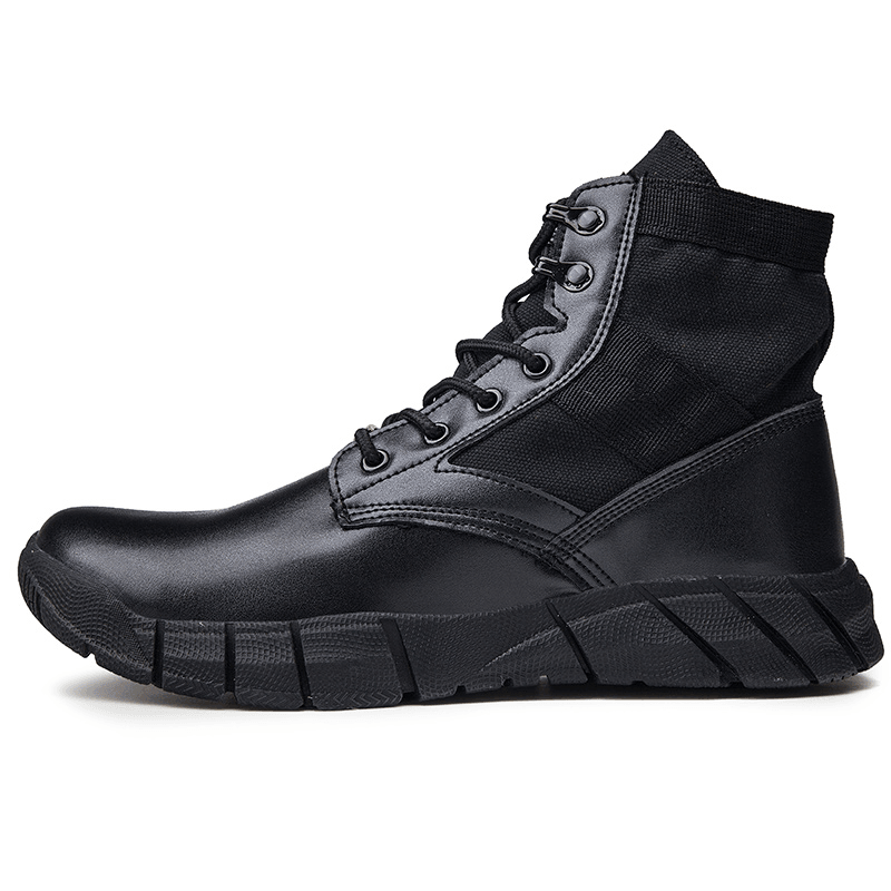 Men Breathable Soft Sole Leather Cloth Splicing Comfy Platform Solid Casual Sports Boots - MRSLM