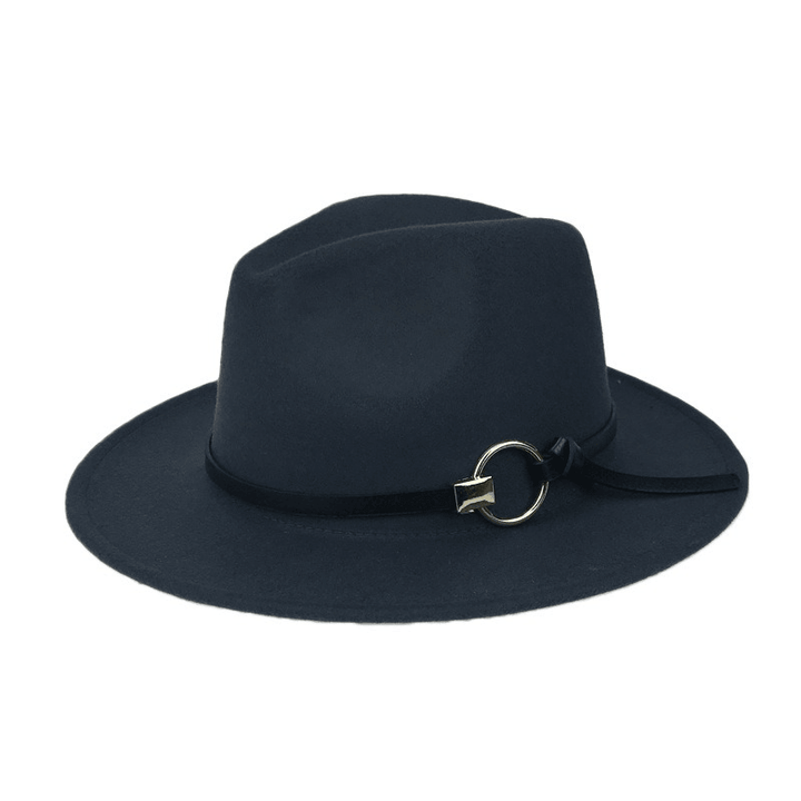 Men Women Vintage Felt Panama Style Beach Hat England Wide Brimmed Top Hat - MRSLM