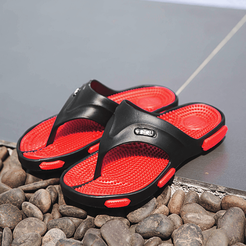 Men Massage Flip Flop Casual Soft Beach Slippers - MRSLM