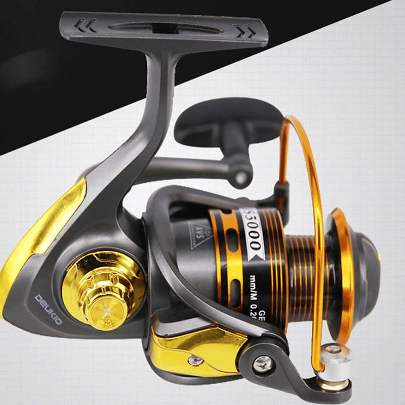 DEUKIO 5.2:1 Speed Braking Force Fish Reel Spinning Wheel Aluminum Alloy Can Be Folded Left and Right Hand Interchangeable - MRSLM