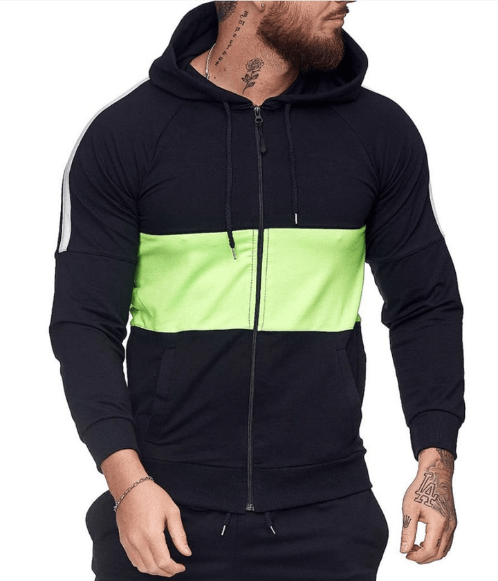 Men'S Slim Sports Cardigan Sweater Color Block Fashion Casual Jacket Tops - MRSLM