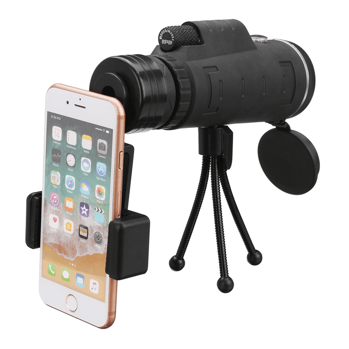 40X60 Monocular HD Optic BAK4 Low Light Night Vision Telescope with Phone Holder Clip Tripod Outdoor Camping - MRSLM