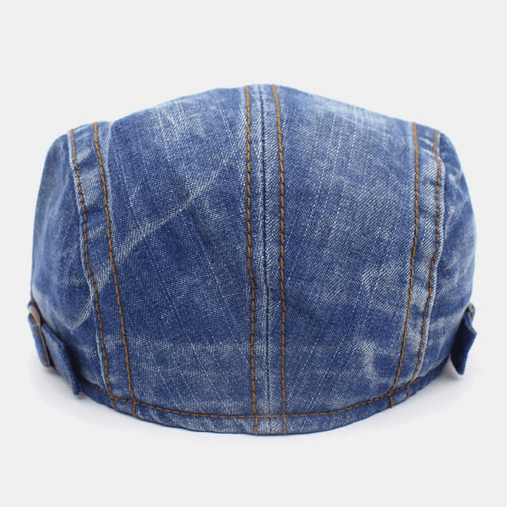 Unisex Washed Stitched Forward Hat Fahion Travel Outdoor Sunshade Beret Cap Embroidery Hat - MRSLM