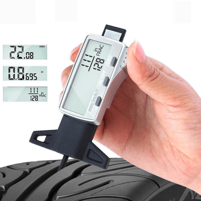 Digital Tread Depth Gauge 0-25.4Mm/0.01Mm Metric/Inch/Fraction Big LCD Display Caliper Wheel Tread Depth Meter Measuring Tools - MRSLM