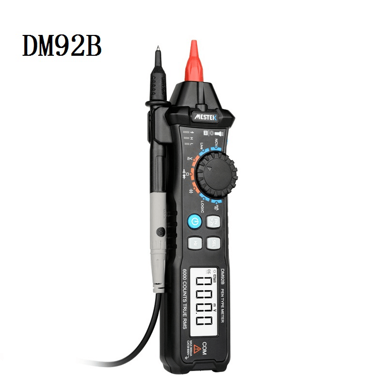 MESTEK DM92B Digital Multimeter 6000 Counts Pocket Pen Style Auto Range Multimeter NCV Detection DC/AC Voltage Multimeter - MRSLM